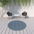 8' X 8' Blue and Ivory Round Floral Stain Resistant Indoor Outdoor Area Rug