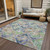 8' X 10' Beige Blue And Green Geometric Washable Indoor Outdoor Area Rug