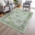 10' X 14' Mint Green And Ivory Floral Washable Indoor Outdoor Area Rug - Mint Green, Ivory