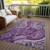 8' X 10' Purple And Charcoal Floral Medallion Washable Indoor Outdoor Area Rug