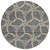 8' Charcoal And Gold Round Geometric Washable Indoor Outdoor Area Rug
