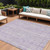 10' X 14' Lavender And Ivory Striped Washable Indoor Outdoor Area Rug