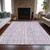 10' X 14' Lavender And Ivory Striped Washable Indoor Outdoor Area Rug