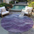 8' Purple And Gray Round Abstract Washable Indoor Outdoor Area Rug