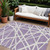 10' X 14' Lavender And Ivory Geometric Washable Indoor Outdoor Area Rug Transitional Style - Lavender, Ivory Color