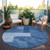 8' Navy Blue And Sky Blue Round Geometric Washable Indoor Outdoor Area Rug Transitional Style - Navy Blue, Sky Blue Color