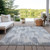 9' X 12' Gray And Ivory Striped Washable Indoor Outdoor Area Rug - Gray, Ivory