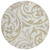 8' Ivory Beige And Taupe Round Floral Washable Indoor Outdoor Area Rug
