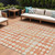 8' X 10' Coral And Ivory Abstract Washable Indoor Outdoor Area Rug
