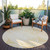 8' Round Gold and White Round Abstract Washable Non Skid Indoor Outdoor Area Rug - Gold, White