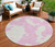 8' Pink And Ivory Round Abstract Washable Indoor Outdoor Area Rug - Pink, Ivory