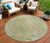 8' Artichoke Green And Beige Round Abstract Washable Indoor Outdoor Area Rug - Artichoke Green, Beige