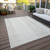 9' X 12' Ivory And Beige Striped Washable Indoor Outdoor Area Rug - 608219087579