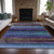 10' X 14' Blue Purple And Taupe Striped Washable Indoor Outdoor Area Rug