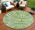 8' Green And Ivory Round Animal Print Washable Indoor Outdoor Area Rug