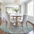 8' Teal Blue Fern Green And Beige Round Floral Washable Indoor Outdoor Area Rug