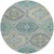 8' Teal Blue Fern Green And Beige Round Floral Washable Indoor Outdoor Area Rug