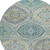 8' Teal Blue Fern Green And Beige Round Floral Washable Indoor Outdoor Area Rug