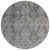 8' Gray And Pewter Round Damask Washable Indoor Outdoor Area Rug