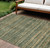 10' X 14' Fern Green And Charcoal Striped Washable Indoor Outdoor Area Rug
