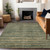 10' X 14' Fern Green And Charcoal Striped Washable Indoor Outdoor Area Rug