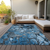 8' X 10' Blue and Gray Abstract Washable Indoor Outdoor Area Rug
