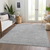 8' X 10' Gray Silver And Ivory Floral Washable Indoor Outdoor Area Rug