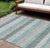 9' X 12' Teal Blue And Ivory Striped Washable Indoor Outdoor Area Rug - Teal Blue, Ivory