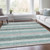 9' X 12' Teal Blue And Ivory Striped Washable Indoor Outdoor Area Rug - Teal Blue, Ivory