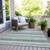 9' X 12' Teal Blue And Ivory Striped Washable Indoor Outdoor Area Rug - Teal Blue, Ivory