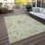 10' X 14' Artichoke Green Mint Green And Taupe Floral Washable Indoor Outdoor Area Rug