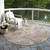 8' Taupe And Gray Round Floral Washable Indoor Outdoor Area Rug