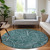 8' Teal Blue Aqua And Ivory Round Paisley Washable Indoor Outdoor Area Rug