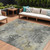 9' X 12' Pewter Charcoal And Gold Abstract Washable Indoor Outdoor Area Rug