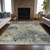 9' X 12' Pewter Charcoal And Gold Abstract Washable Indoor Outdoor Area Rug