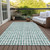9' X 12' Teal Blue And Ivory Geometric Washable Indoor Outdoor Area Rug Transitional Style - Teal Blue, Ivory Color