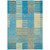 9' X 12' Teal Blue Orange And Sky Blue Striped Washable Indoor Outdoor Area Rug