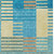 9' X 12' Teal Blue Orange And Sky Blue Striped Washable Indoor Outdoor Area Rug