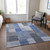 8' X 10' Denim Blue And Navy Blue Striped Washable Indoor Outdoor Area Rug