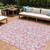 10' X 14' Pink And Ivory Floral Washable Indoor Outdoor Area Rug
