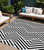 10' X 14' Black and White Geometric Washable Non Skid Indoor Outdoor Area Rug