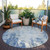 8' Denim Blue And Ivory Round Abstract Washable Indoor Outdoor Area Rug Transitional Style - Denim Blue, Ivory Color