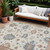 9' X 12' Ivory Brown And Blue Floral Washable Indoor Outdoor Area Rug