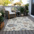 9' X 12' Ivory Brown And Blue Floral Washable Indoor Outdoor Area Rug