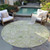 8' Artichoke Green Gray And Ivory Round Oriental Washable Indoor Outdoor Area Rug