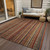 9' X 12' Rust Taupe And Gray Striped Washable Indoor Outdoor Area Rug
