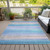 8' X 10' Aqua Lavender And Peach Striped Washable Indoor Outdoor Area Rug