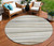 8' Ivory And Gray Round Striped Washable Indoor Outdoor Area Rug - Ivory, Gray