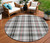 8' Black Ivory And Red Round Plaid Washable Indoor Outdoor Area Rug