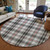 8' Black Ivory And Red Round Plaid Washable Indoor Outdoor Area Rug